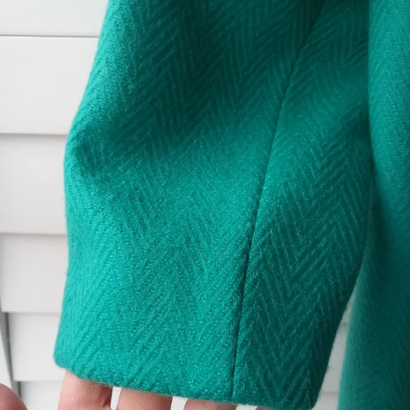 Vintage Canda Pure New Wool Jacket Blazer Jade Green Pockets Size 10 - Picture 11 of 13